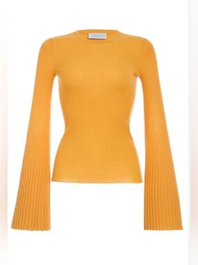 Gabriela Hearst Soraya Knit Sweater in Yellow Merino Wool NEW NWT